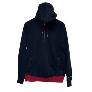 Nike Air Jordan 11 Men's  All Bred Black Red 1/4 Zip Hoodie Sweatshirt  Medium